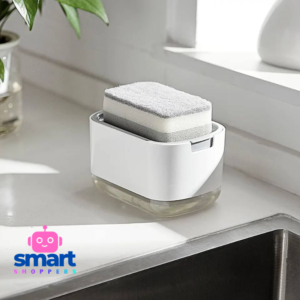 دسبنسر صابون مطبخ 2 في 1 أكريليك - مع حامل وإسفنجة هدية