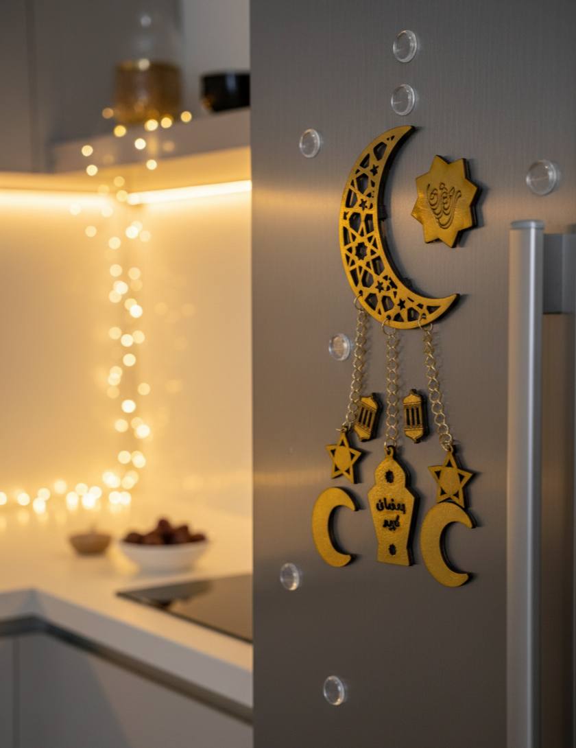 دلاية هلال خشب بمغناطيس – زينة رمضانية مودرن - Image 3