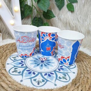 باكت أكواب كرتون رمضانية (50 قطعة) - تصاميم خيامية مبهجة