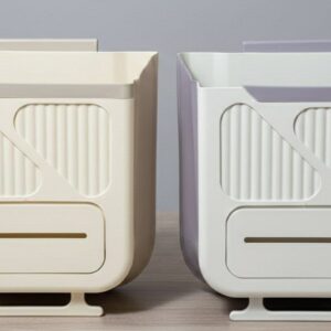 باسكت ضلفة مطبخ قابل للطي من السيليكون والبلاستيك لتوفير المساحة وسهولة التخزين.