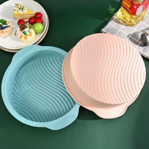 قالب كيك سيليكون حراري مدور بقاعدة مضلعة ومقاس 26 سم لخبز الحلويات
