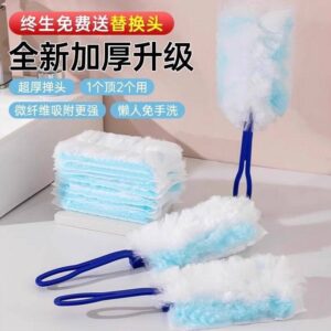 فرشاة تنظيف مرنة مزودة بـ 5 غيارات مايكروفايبر لتنظيف الأماكن الضيقة وفتحات التكييف من الغبار