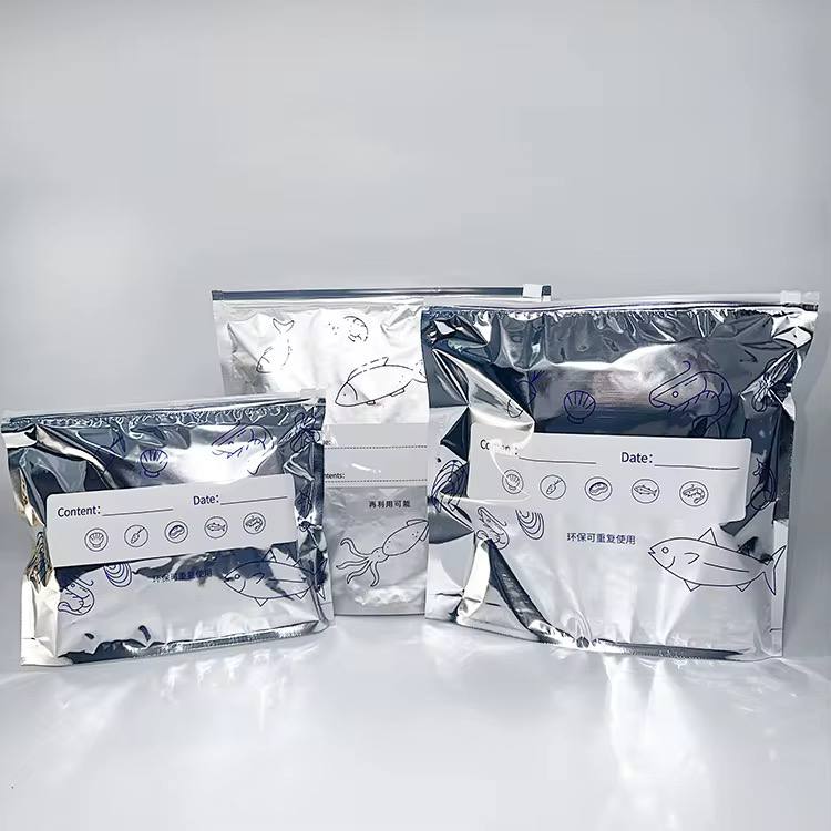 باكيت 10 أكياس ألومنيوم لحفظ وتفريز الطعام في الثلاجة والميكروويف مع قفل محكم الغلق