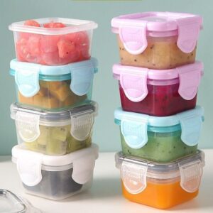 طقم 4 علب بلاستيك صغيرة محكمة الغلق لحفظ الصوصات والسناكس في اللانش بوكس.